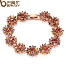 BAMOER CZ Pulsera del Acoplamiento de Cadena para Las Mujeres Multicolor Zircon Ajuste Del Diente Mejor Regalo para Aniversario JIB009
