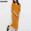 De alta calidad de invierno/otoño vestido de las mujeres de Cachemira de jerseys vestidos a la moda para señoritas ropa Mid-Calf larga vestido ► Foto 1/6