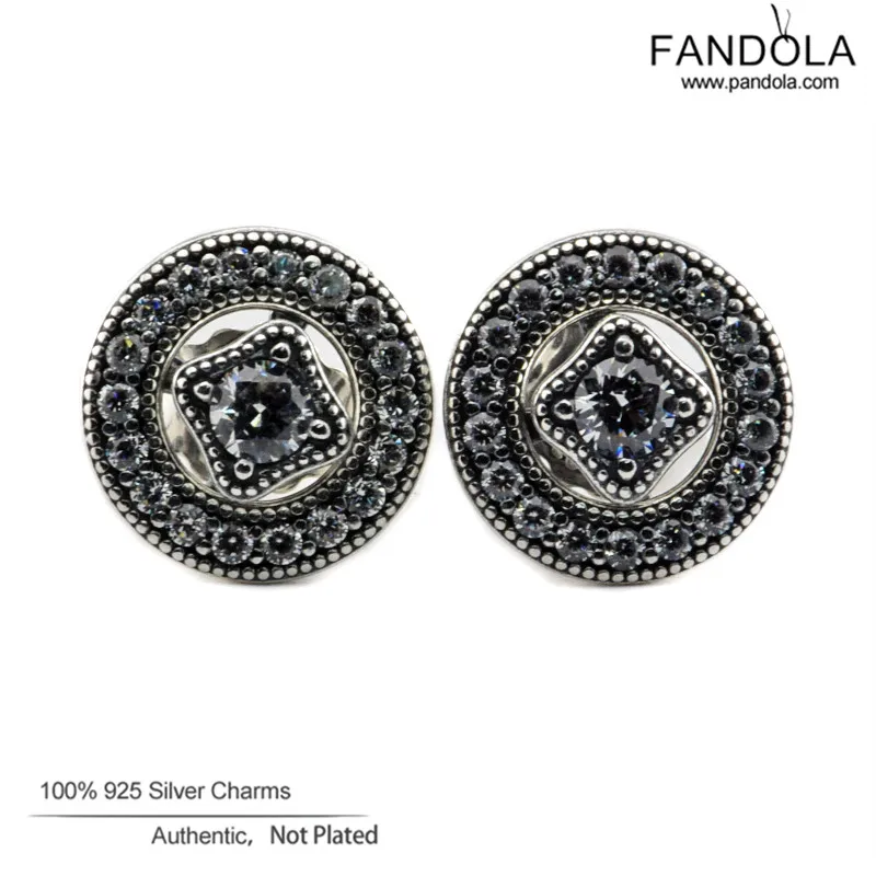 

Real 925 Sterling Silver Vintage Allure, Clear CZ Stud Earrings for Women Wedding Earring Party Fine Jewelry Making
