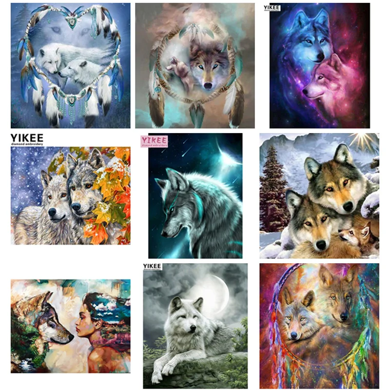 

diamond painting full square 5d diy colorful animal,diamond embroidery wolves cross stitch for home decoration NEW TOOL