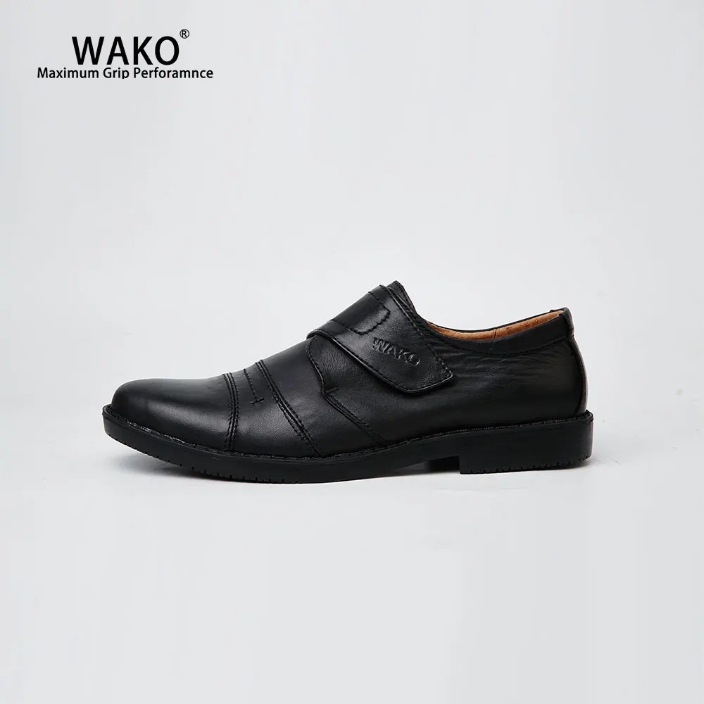 WAKO Breathable Leather Chef Shoes Men Non-Slip Black Kitchen Chef Work Shoes Anti-Skid Safety Cook Shoes For Restaurant 1402