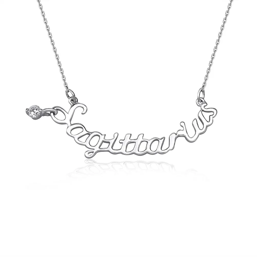 

VOJEFEN 925 Sterling Silver Love Heart Charm White CZ Pendant Necklace Personalized Letters Necklace