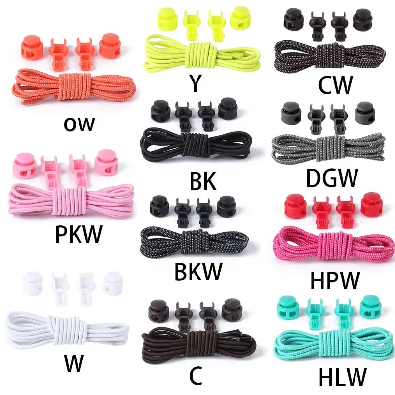 No Tie Lazy Shoe Laces Elastic Lock System Runners Athletes Shoe Strings Quick Elastic Shoe Laces 100CM Latex Shoe Strap