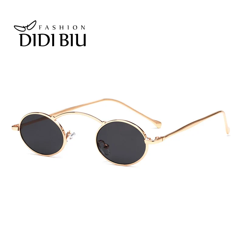 

Steampunk Oval Small Sunglasses Women 90s Vintage Gold Black Metal Frame Tiny Sun Glasses Men Mini Round Gothic Oculos WN1078