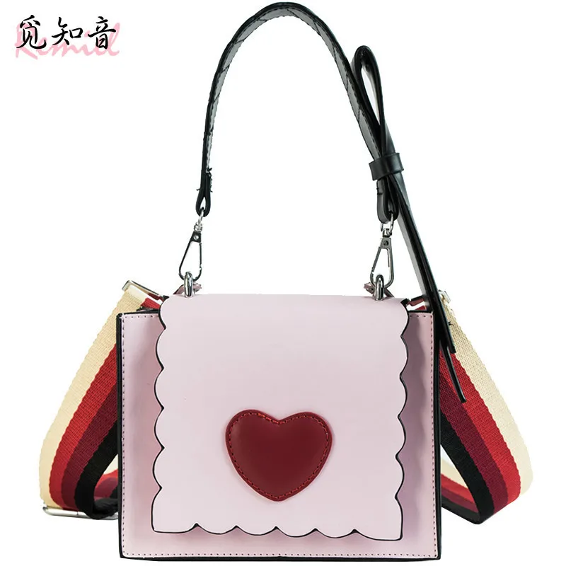 

Women's Designer Handbag Fashion New Quality Pu Leather Women Bag Sweet Cute Ladies Red Heart Tote Shoulder Messenger Bags