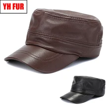 Мужской из натуральной кожи брендовая бейсбольная кепка Повседневная овечья кожа гладкая шляпа осень зима мужские кожаные Кепки из натуральной овчины