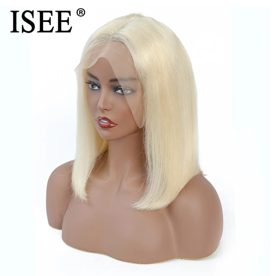 

Blonde Lace Front Wig 13X4 Short Lace Front Human Hair Wigs For Black Women 150% Density Malaysian Remy 613 Straight Bob Wig