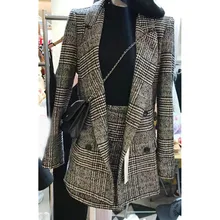 Thousand Birds suit jacket autumn suit female fashion two sets of 2017 new temperament small suit skirt