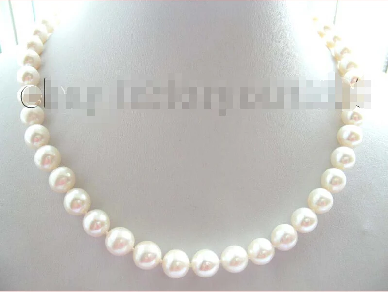 

FREE SHIPPING Natural 10mm Perfect Round White Pearl Necklace 925SC!