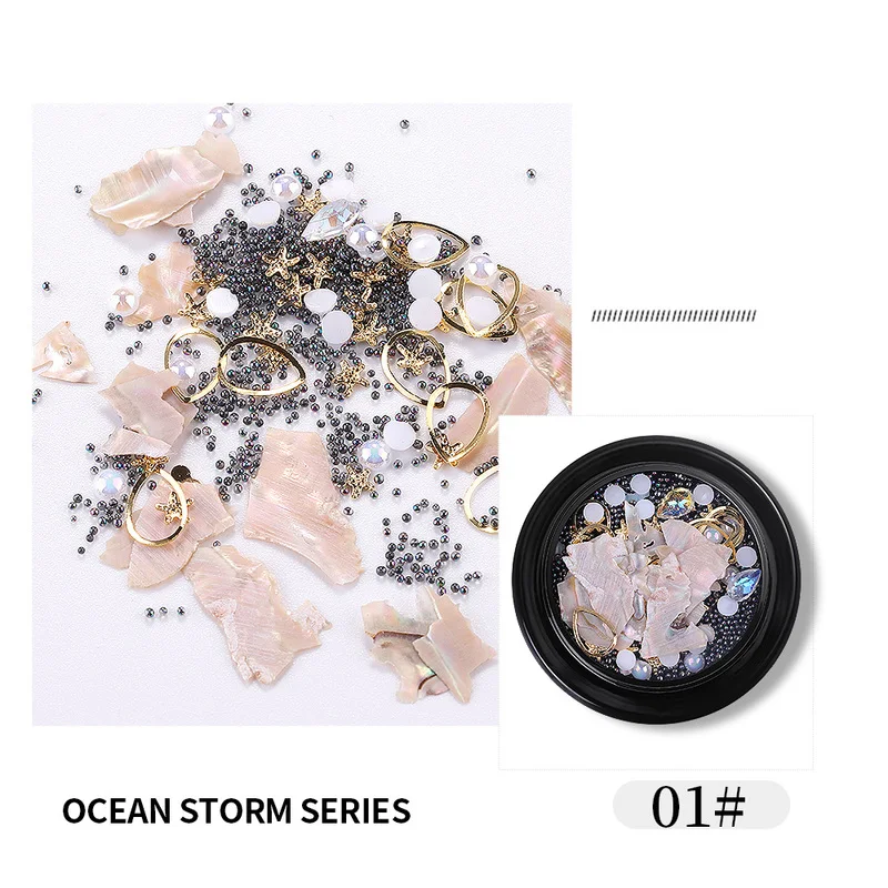 

1 Box Nail Art Decoration 3D Shell Irregular Nail Art Decorations UV Gel Flake Slider Nails Shimmer Pearl Jewelry Tips Manicure