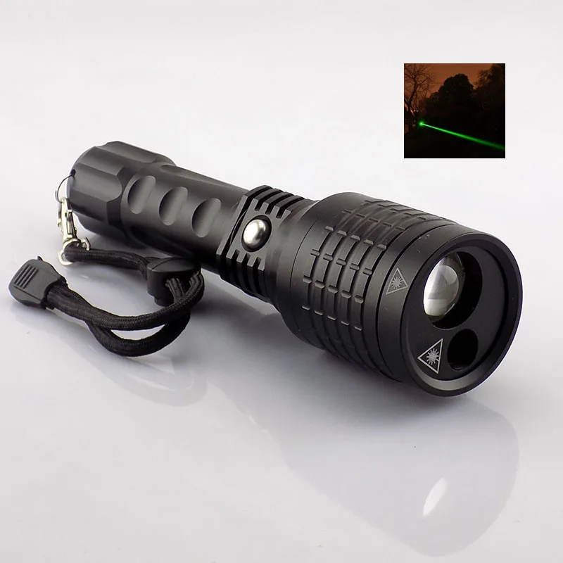 2 in 1 Led Flashlight +Green Laser pointer Search Led light 800 lumen