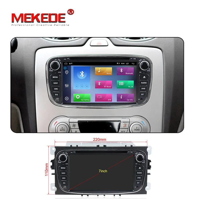Best MEKEDE HD Car Multimedia player Android 9.1 GPS Autoradio 2 Din For FORD/Focus/Mondeo/S-MAX/C-MAX/Galaxy RAM 2GB 32GB Radio 5
