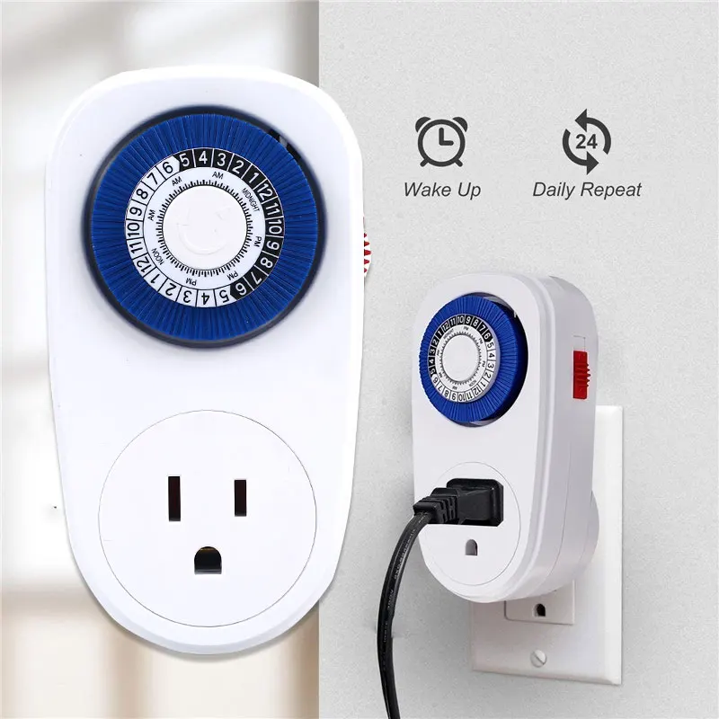 

24 Hours Plug in Mechanical Grounded Programmable Energy-saving Timer Switch Smart Countdown Switch Socket Indoor Auto Power off