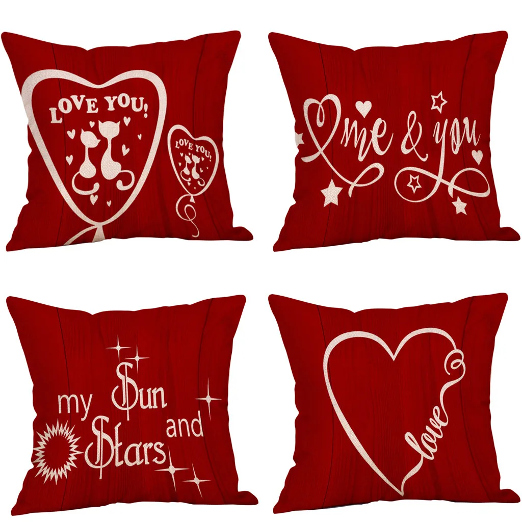 

Gacsidy Store dakimakura 4PC Happy Valentine's Day Throw pillow case cover Sweet Love Square pillowcase