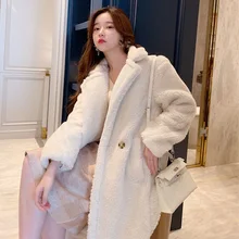 white brown Faux Fur Teddy Coat 2018 New Winter lapel Loose Overcoat Lamb Fur Long Coat Fashion Korean Casual Plush Coat S M white brown Faux Fur Teddy Coat 2018 New Winter lapel Loose Overcoat Lamb Fur Long Coat Fashion Korean Casual Plush Coat S M