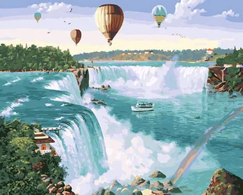 

Unframe diy picture oil paintings by numbers paint by number for home decor canvas painting 5065cm balloon with waterfall
