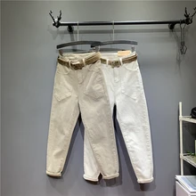 Длина по щиколотку, узкие брюки, джинсы с высокой талией, женские пуговицы, карманы, искусственная молния, прямые, обычная уличная одежда