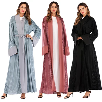 

Winter Abaya Kaftan Dubai Arabic Islam Kimono Cardigan Velvet Muslim Hijab Dress Abayas For Women Robe Turkish Islamic Clothing