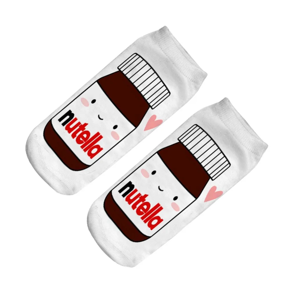 Носки с 3D принтом Nutella мужские и женские короткие носки для подростков подарок на