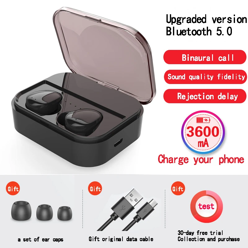 

Bluetooth 5.0+HiFi Sound + Smart Noise Reduction True Wireless Bluetooth Headset Sports Running In-ear Earphone with Charging Bo