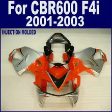 100% Инъекции настроить для HONDA CBR 600 F4i обтекатели 01 02 03 CBR600 F4i 2001 2002 2003 оранжевый серебряный пользовательские обтекателя BOXD