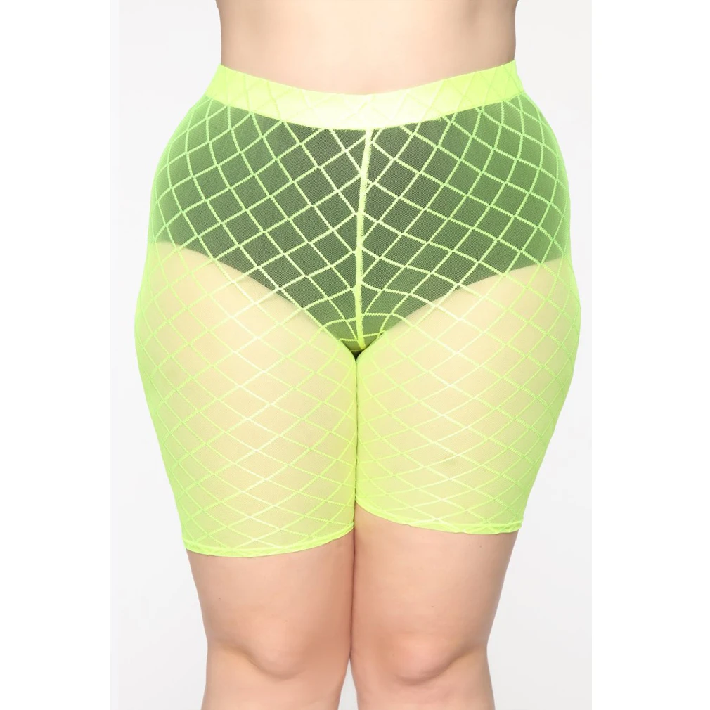 short pants 2019 Women Fishnet High Waist Shorts Fashion Mesh Sheer See Through Hollow Legging Shorts Swimwear Casual Skinny Trousers trendy plus size clothing