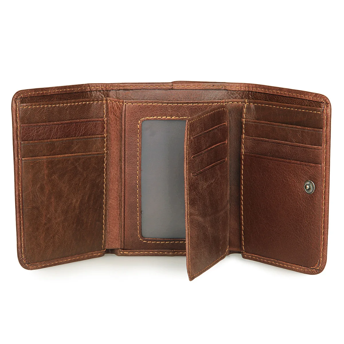 GENODERN 100% Top Cow Leather Men Wallet Vintage Korea Multifunctional Male Purse RFID Anti-magnetic  Leather Wallet 4