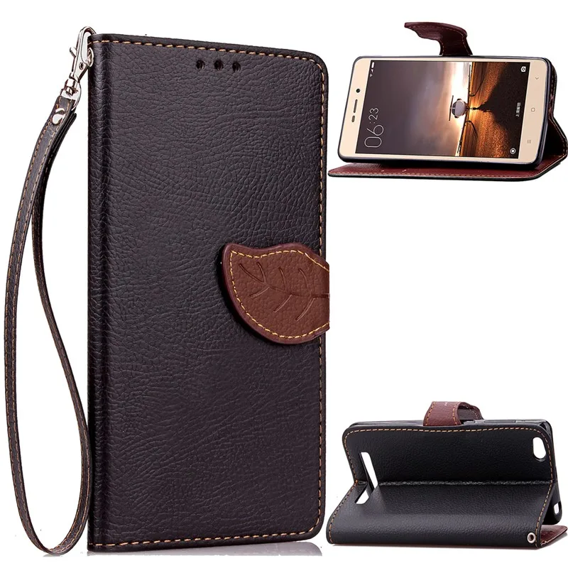 Luxury Deluxe Leaf Clasp Flip Wallet Leather Case Phone Shell Card Holder Cover Protective Fundas Coque For Xiaomi Redmi 3 3S (5)