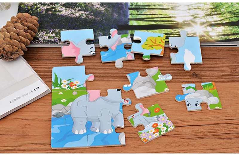 Монтессори игрушки развивающие деревянные игрушки для детей Раннее Обучение Дети 3D мультфильм животных дорожного движения математические Пазлы