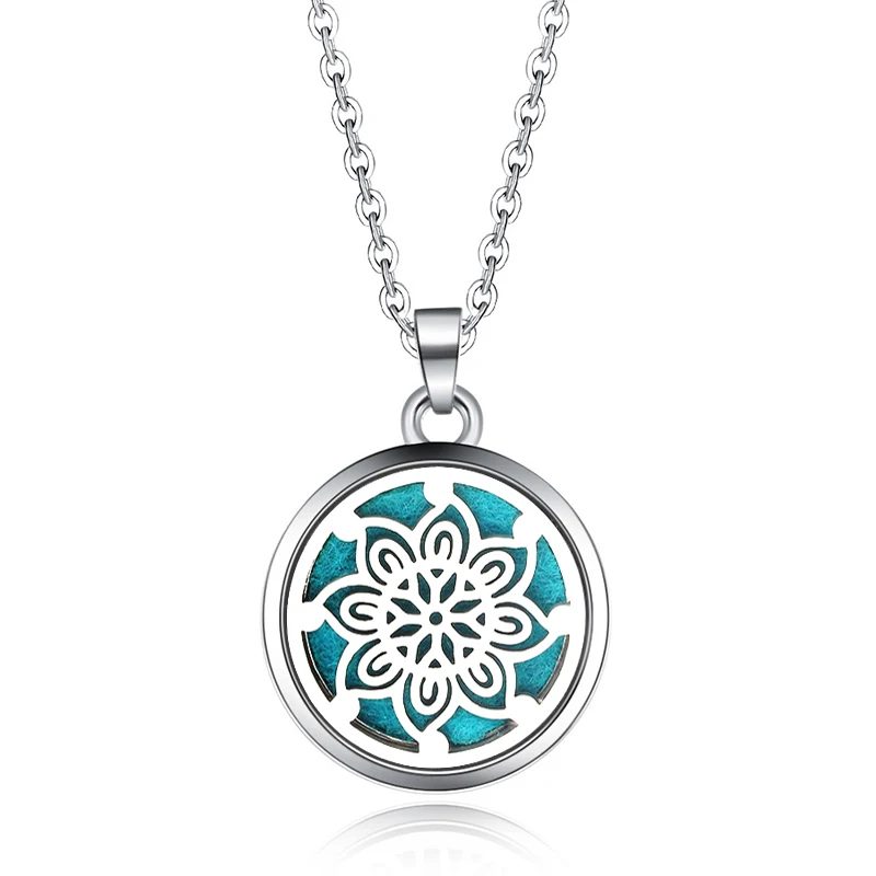 

Flower Shape Aroma Box Pendant Necklace Magnetic Aromatherapy Essential Oil Diffuser Perfume Box Locket Pendant Jewelry 27mm