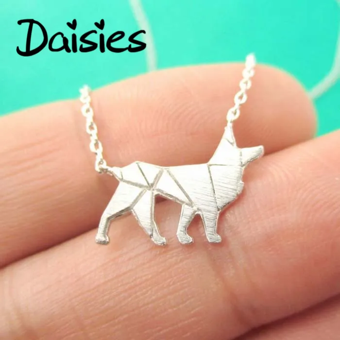 Daisies One Piece Pendant Necklace German Shepherd Dog Shaped Charm