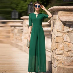 High Street Macacão Verde para Festa À Noite As Mulheres Verão Chiffon Elegante Macacão de Corpo Inteiro Plus Size 3XL 4XL