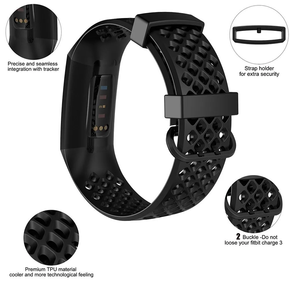 Ремешок силиконовый Duszake для Fitbit Charge 3 сменный водонепроницаемый браслет