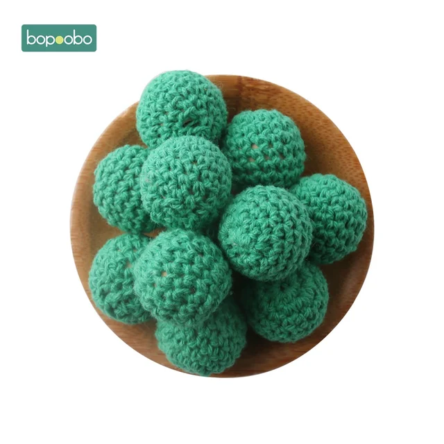 Bopoobo 20mm 10pcs Wooden Crochet Beads Chewable Beads DIY Wooden Teething Knitting Beads Jewelry Crib Sensory Toy Baby Teether 4