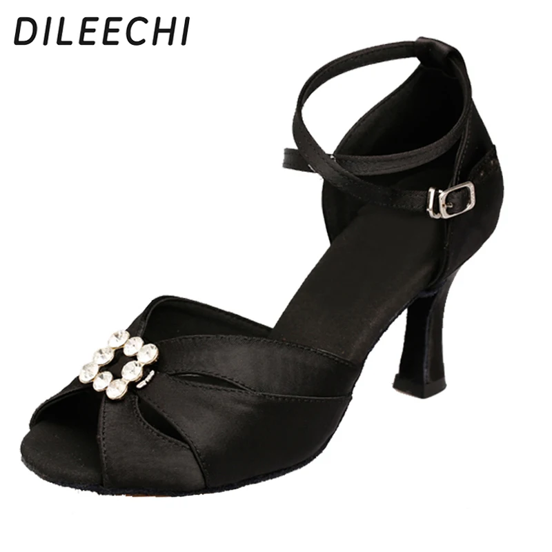 Dileechi Stiletto Black Australian Drilling Latin Dance Shoes Female