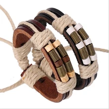 Jinglang новые Дизайн Ручной персональной Кожаный Браслет-манжета для влюбленных Плетеный бесконечность Браслеты