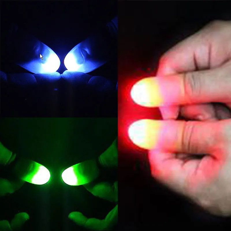 2Pcs party Magic Light Up Glow Thumbs Fingers Trick Appearing Light Close U...