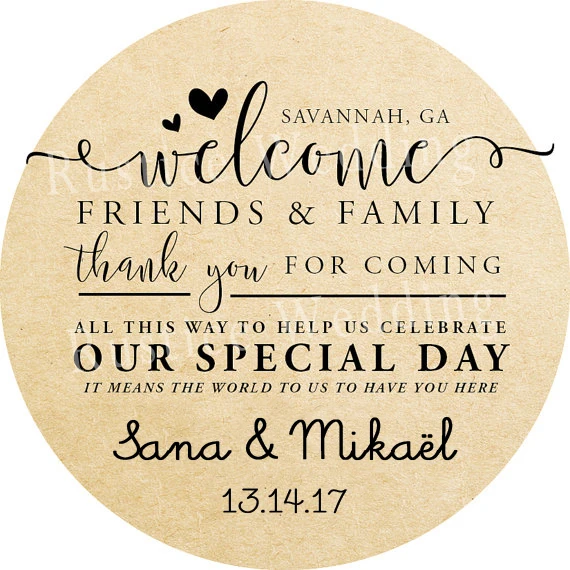 rustic design favor stickers