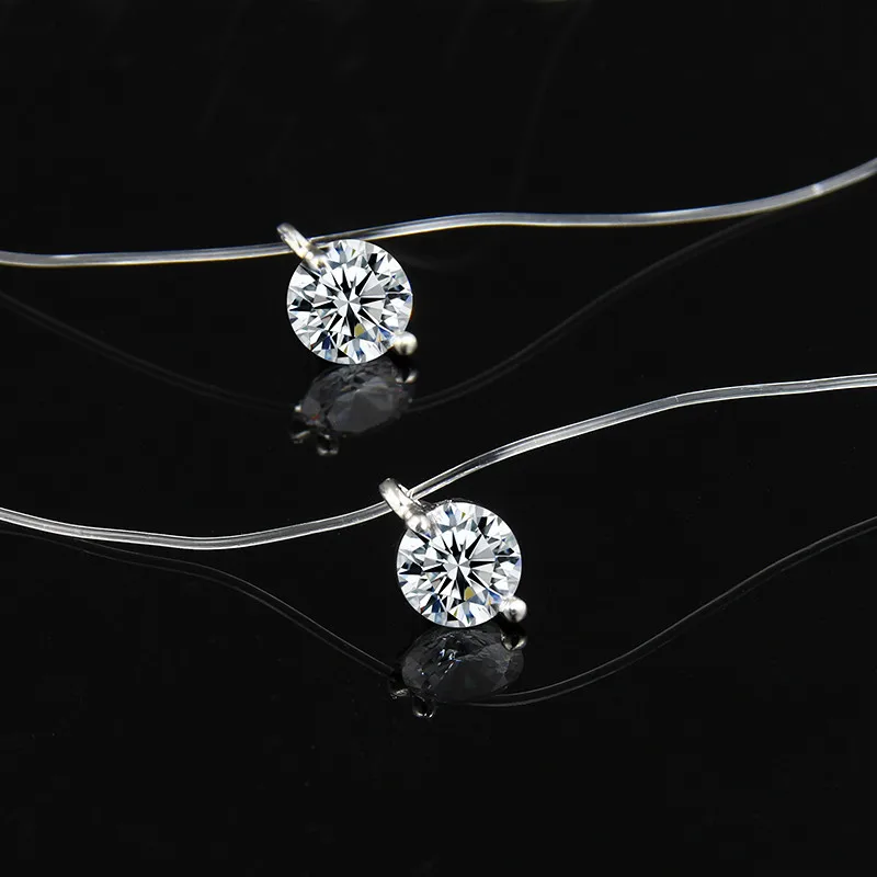 ZCHLGR подарок 6 мм серебро Циркон Чокеры ожерелье s прозрачная леска простое ожерелье с подвеской ювелирные изделия для женщин