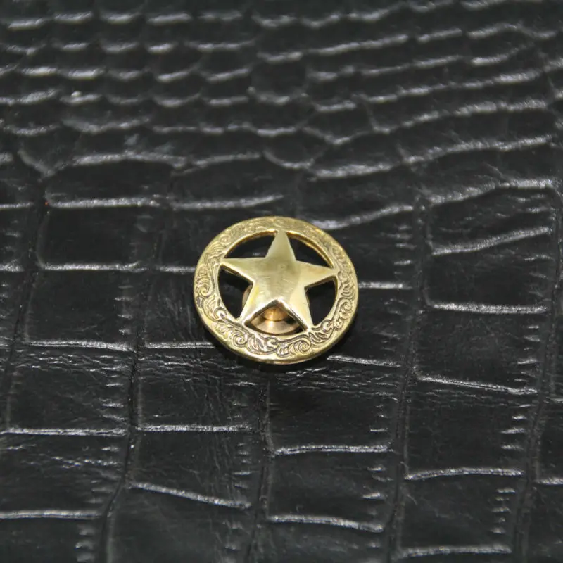 (RM18) 3pc 3/4''(2cm) Western Texas Star Concho Saddlry Brass Conchos Leathercraftin Buttons