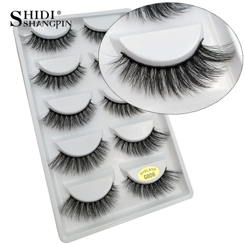 

5 pairs natural false eyelashes long 3d mink eyelashes eyelash extension winged messy 3d mink lashes black makeup eye lashes