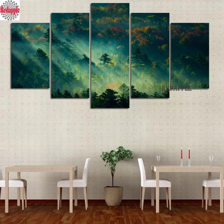 

DIY full square Diamond 5D Diamond painting spring forest landscape 3d Embroidery Cross Stitch drill Rhinestone mosaic 5pcs/set