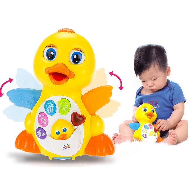 Cartoon Electric Swing Rhubarb Duck Toy Cute Infant Children Luminous Music Early Educational Toys New Comfort Baby Smart Toys 1