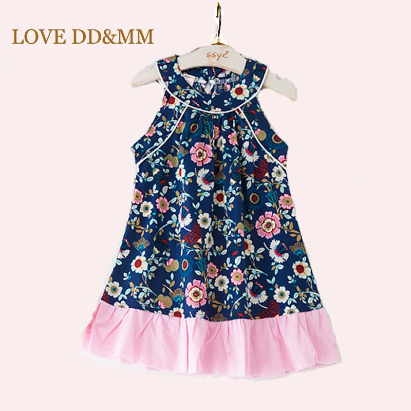 Платья для девочек с надписью «LOVE DD& MM»; Новинка г.; летнее милое удобное кружевное платье без рукавов с цветочным рисунком для маленьких девочек