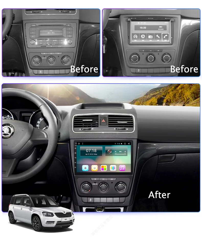 Discount 10.1" 2.5D IPS Android 8.1 Car DVD GPS Player For Skoda Yeti 2014 2015 2016 2017 Car Radio Stereo Head Unit with Navigation 4