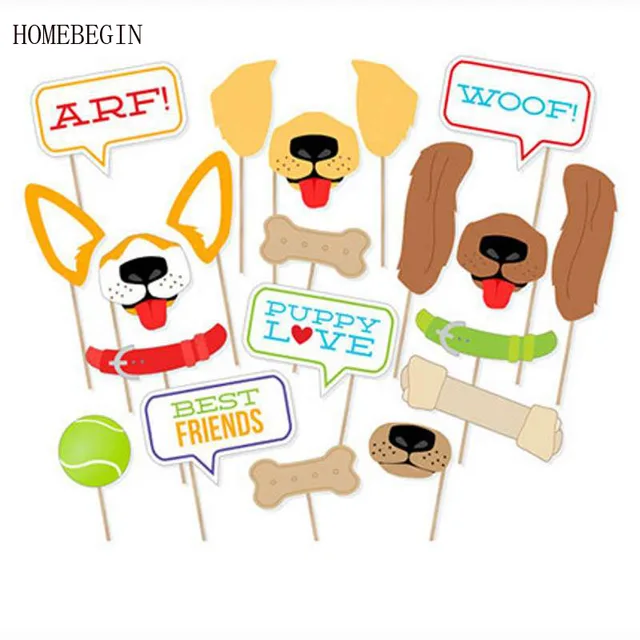 HOMEBEGIN 20pcs Pet Dog Arf Woof Puppy Photo Booth Props on A Stick Baby Shower Kids First Birthday Decoration Party Supplies