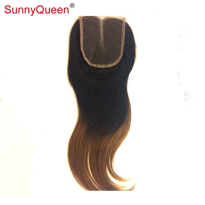 

Sunny Queen Hair Products Peruvian Virgin Hair Straight  Ombre Lace Closure  1B 30 Two Tone Color Lace Closure