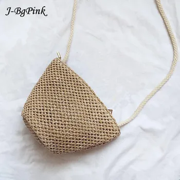 

2020 Bohemian Beach Bag for Women Cute Handmade Straw Bags Summer Vacation Handbags Drawstring Basket Bag Travel Tote