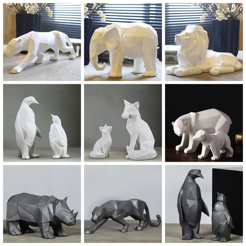 

Modern Abstract Black Panther Sculpture Geometric Resin Leopard Statue Wildlife Decor Gift Craft Ornament Accessories Furnishing