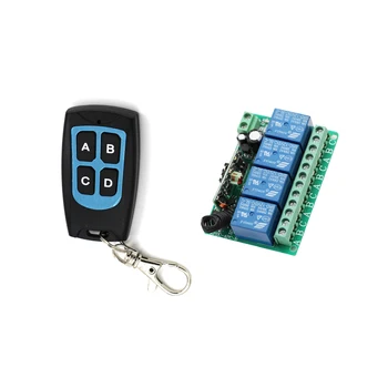 

Hot Sales DC12V 4CH RF Radio Remote Lighting Switch Input 12V Receiver & Transmitter with 4Buttons Smart Home Switch 315/433Mhz